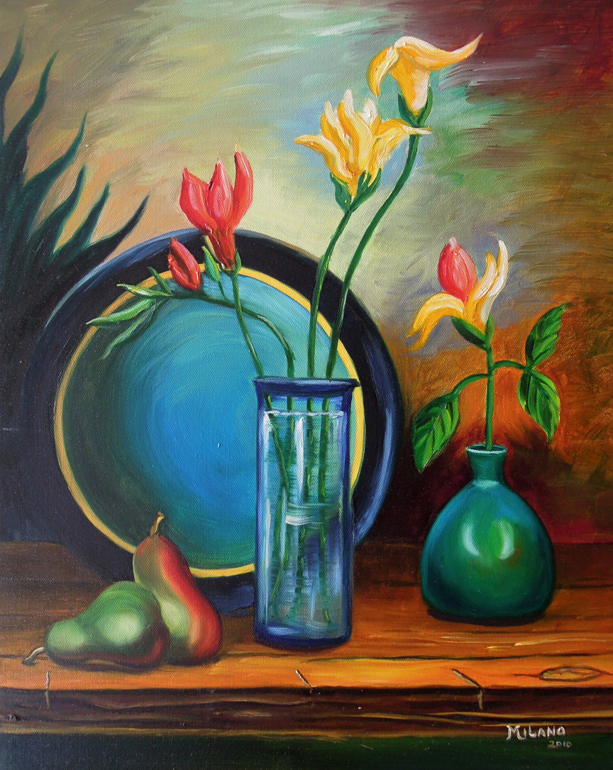 Turquoise & Green 2011 16x20 Oil Painting by Milano
